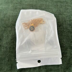 Gold Initial Necklace with Black Pendant